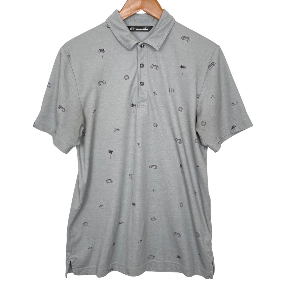 Travis Mathew Tropical Print Golf Polo Shirt Mens M Resortwear Athleisure Preppy